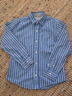Mini Boden] Blue and White Striped Button-Down Shirt